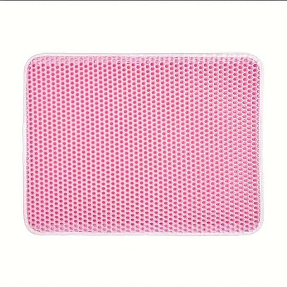 Large Honeycomb Cat Litter Mat, Double-Layer, Waterproof pink l-60x90cm by HitMyNeed