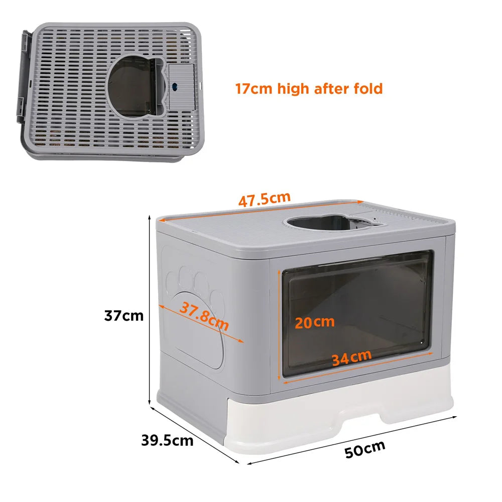 Large Hooded Top Entry Cat Litter Box with Drawer by HitMyNeed