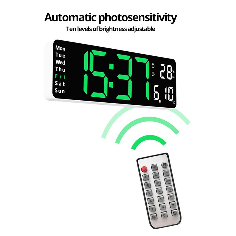 Large LED Digital Wall Clock with Remote & Dual Alarm 16-inches-orange by HitMyNeed
