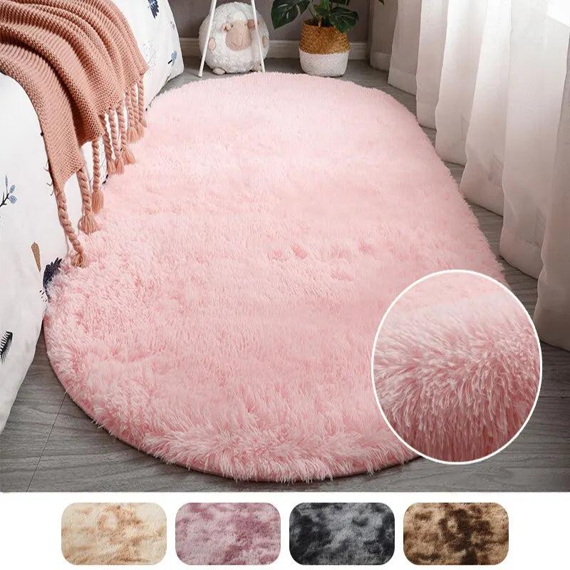 Large Oval Plush Tie-Dye Rug for Bedroom & Living Room by HitMyNeed