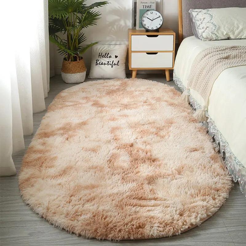 Large Oval Plush Tie-Dye Rug for Bedroom & Living Room by HitMyNeed