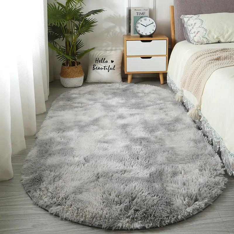 Large Oval Plush Tie-Dye Rug for Bedroom & Living Room by HitMyNeed