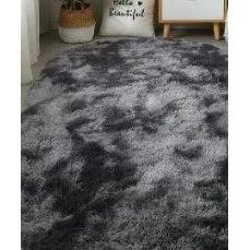 Large Oval Plush Tie-Dye Rug for Bedroom & Living Room cm3004black-gray 80x120 by HitMyNeed