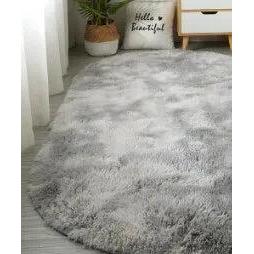 Large Oval Plush Tie-Dye Rug for Bedroom & Living Room cm3009gray 60x160 by HitMyNeed
