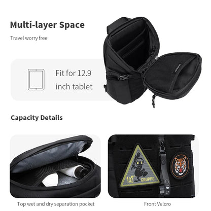 Large Waterproof Men's Sling Crossbody Travel Bag by HitMyNeed