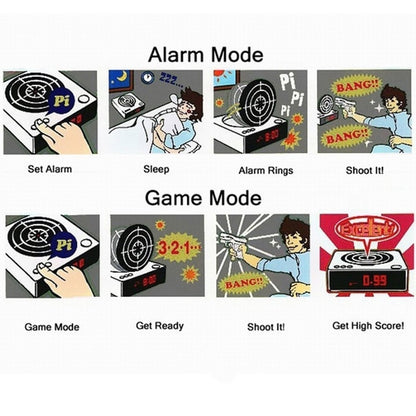 Laser Gun Alarm Clock with Target Shooting Game by HitMyNeed