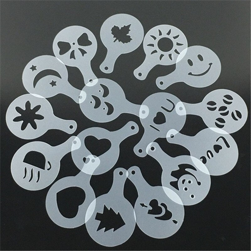 Latte Art Stencils Coffee Set, 16 Designs, 8.5 cm by HitMyNeed
