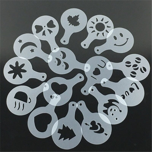 Latte Art Stencils Coffee Set, 16 Designs, 8.5 cm by HitMyNeed