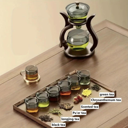Lazy Kung Fu Glass Tea Set with Semi-Auto Teapot by HitMyNeed