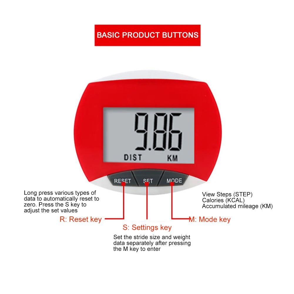 LCD Walking Step Pedometer with Distance & Calories by HitMyNeed
