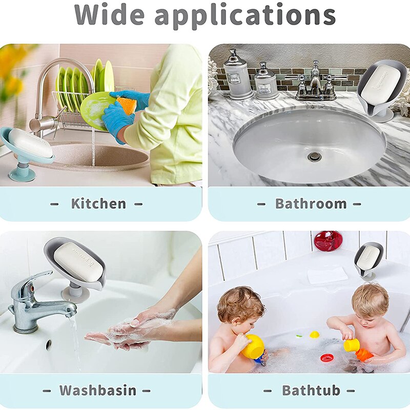 Leaf Drain Soap Holder with Suction Cup (2 Pack) by HitMyNeed