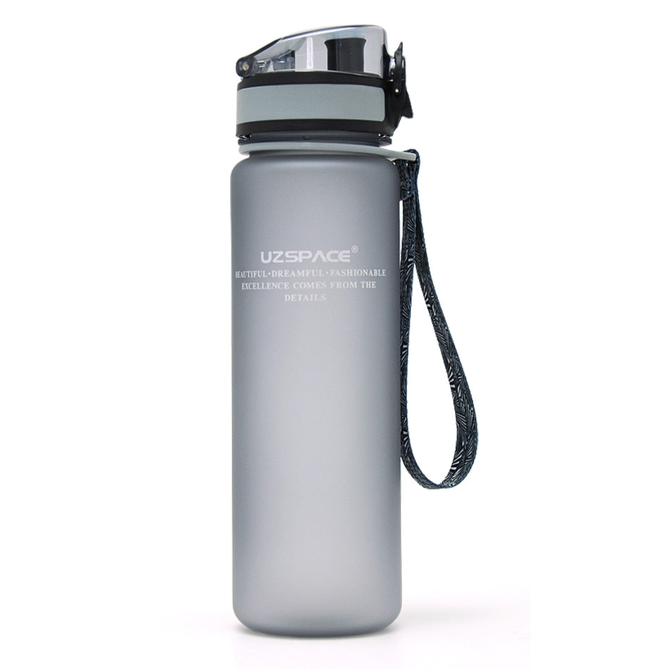 Leakproof Tritan Sports Water Bottle with Strap 650ml gray by HitMyNeed