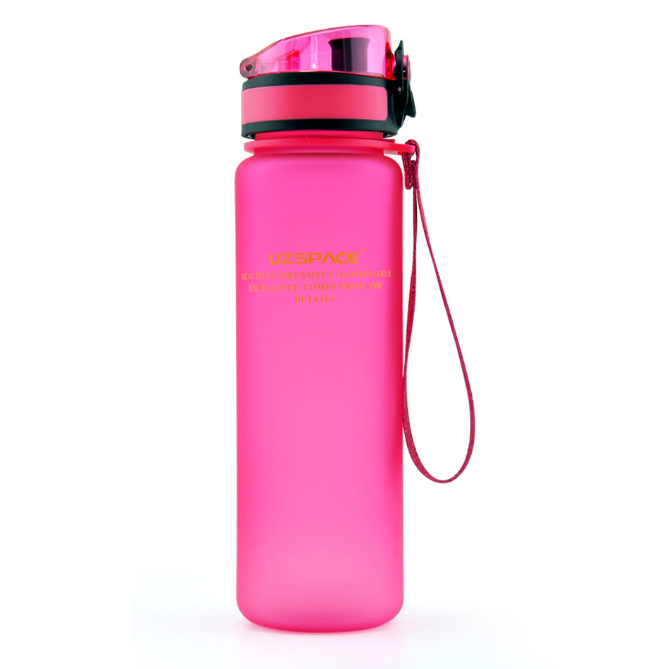 Leakproof Tritan Sports Water Bottle with Strap 650ml pink by HitMyNeed