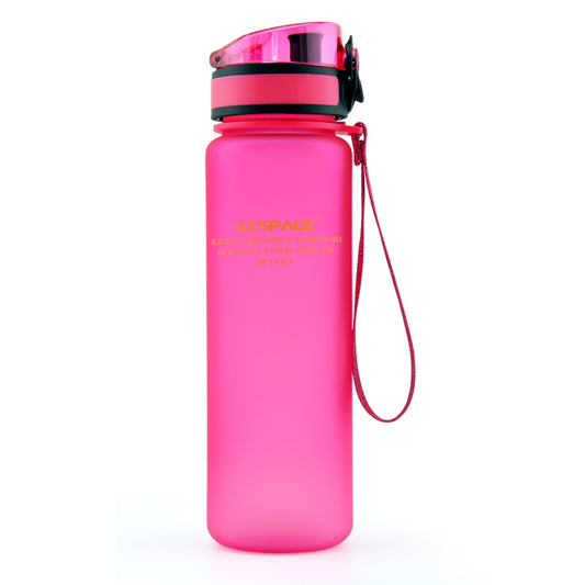 Leakproof Tritan Sports Water Bottle with Strap 650ml pink by HitMyNeed
