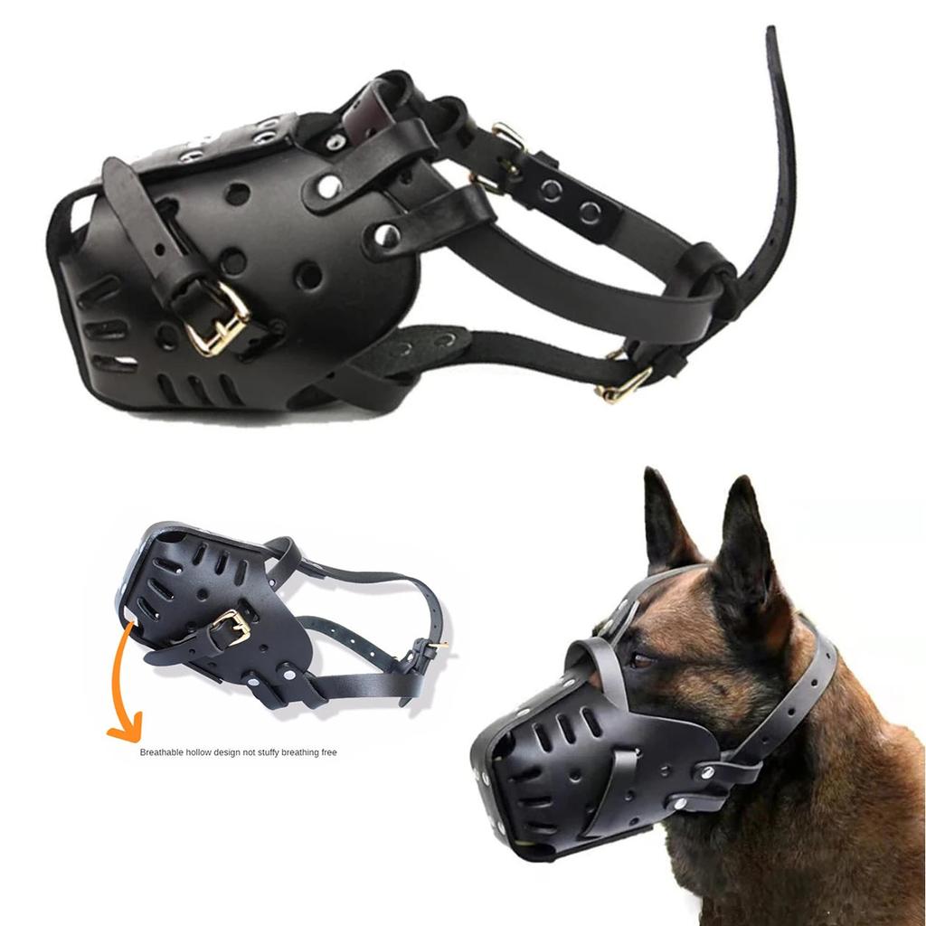 Leather Anti-Bite Basket Muzzle for Dogs by HitMyNeed