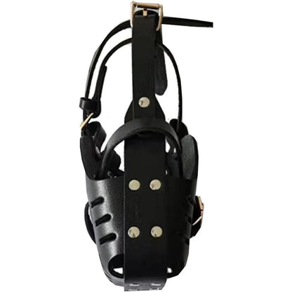 Leather Anti-Bite Basket Muzzle for Dogs by HitMyNeed