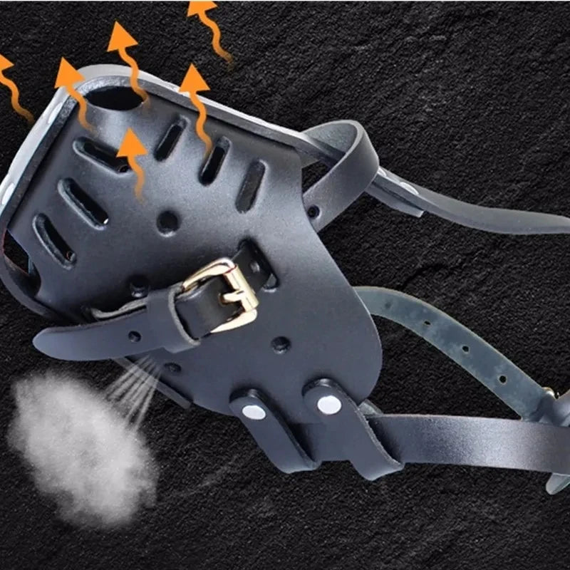 Leather Anti-Bite Basket Muzzle for Dogs by HitMyNeed
