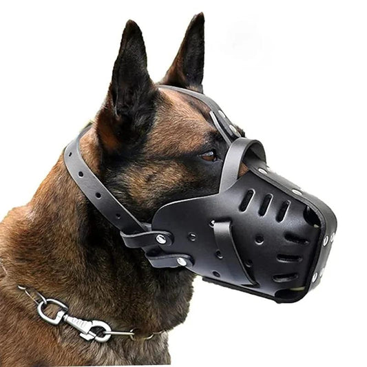 Leather Anti-Bite Basket Muzzle for Dogs m-20-35kg by HitMyNeed