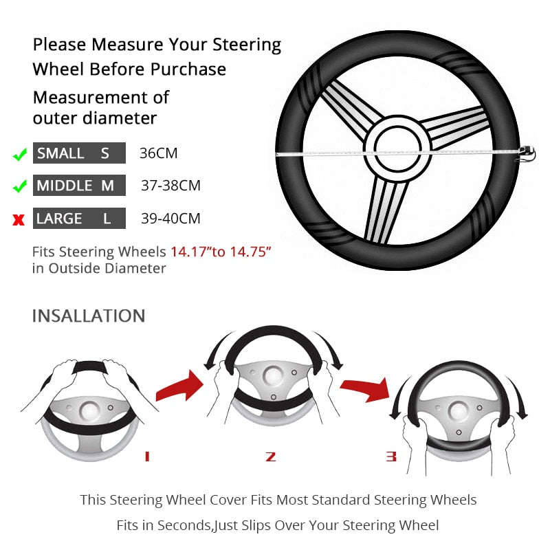 Leather Anti-Slip Steering Wheel Cover 15 Inch by HitMyNeed