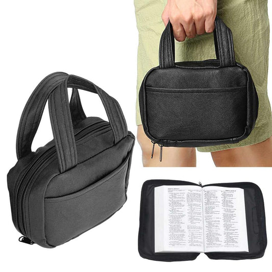 Leather Bible Cover Carry Bag with Handle by HitMyNeed