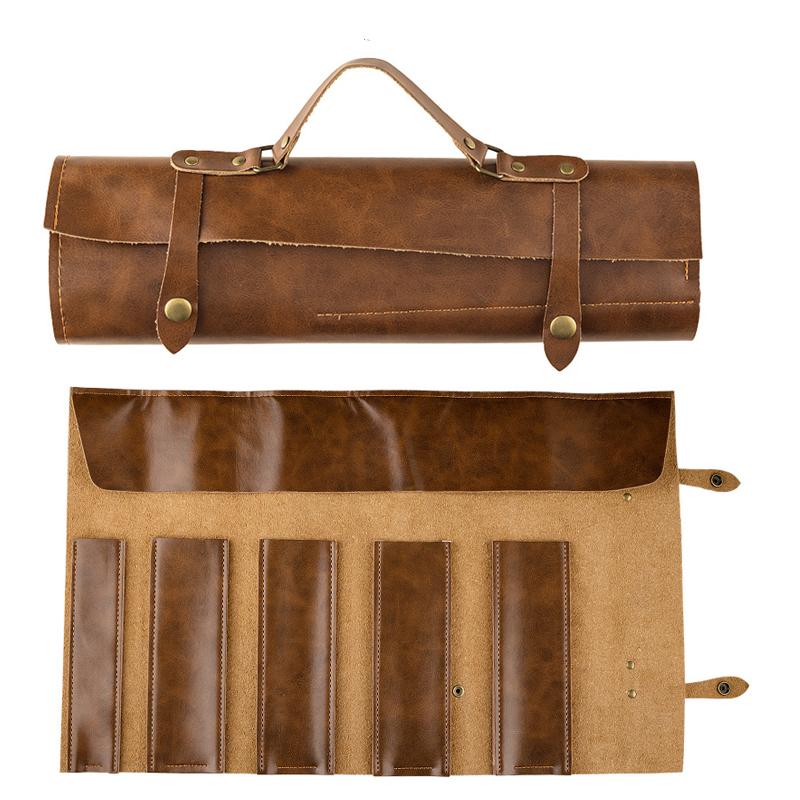 Leather Chef Knife Roll Storage Bag by HitMyNeed