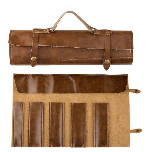 Leather Chef Knife Roll Storage Bag by HitMyNeed
