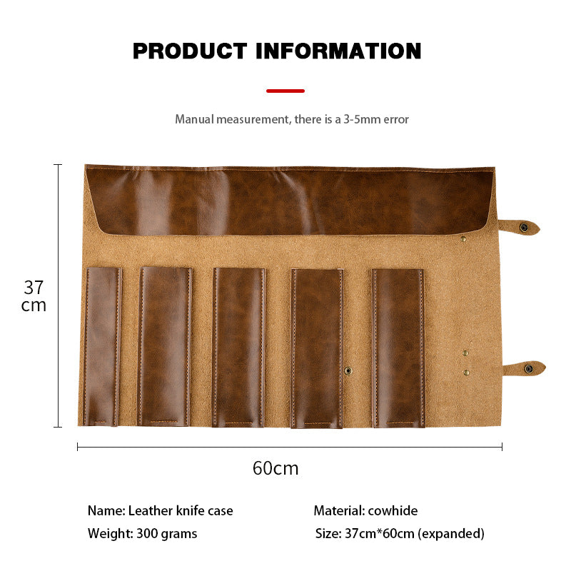 Leather Chef Knife Roll Storage Bag by HitMyNeed