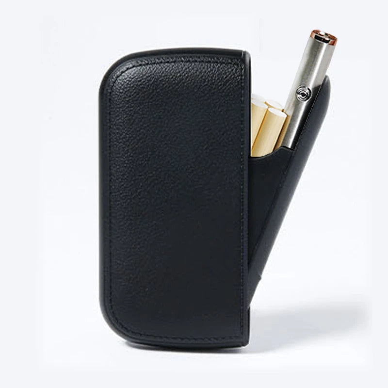 Leather Cigarette Case with USB Tungsten Lighter black by HitMyNeed