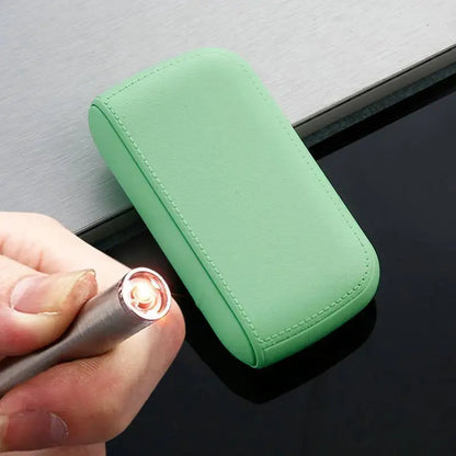 Leather Cigarette Case with USB Tungsten Lighter green by HitMyNeed