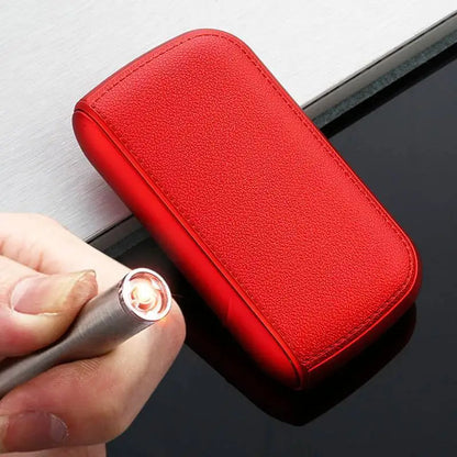 Leather Cigarette Case with USB Tungsten Lighter red by HitMyNeed