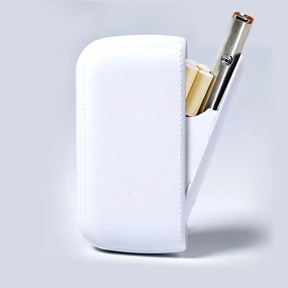 Leather Cigarette Case with USB Tungsten Lighter white by HitMyNeed