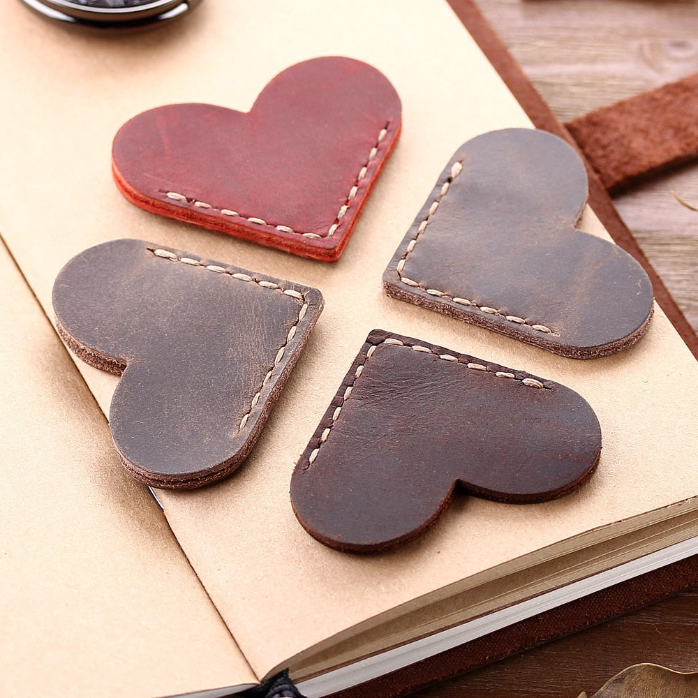Leather Corner Bookmark Heart Page Marker by HitMyNeed