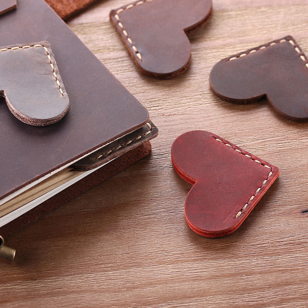 Leather Corner Bookmark Heart Page Marker by HitMyNeed