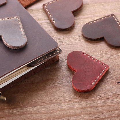 Leather Corner Bookmark Heart Page Marker by HitMyNeed