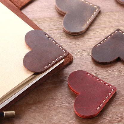 Leather Corner Bookmark Heart Page Marker wine by HitMyNeed