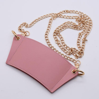 Leather Cup Sleeve with Detachable Chain Sling pink by HitMyNeed