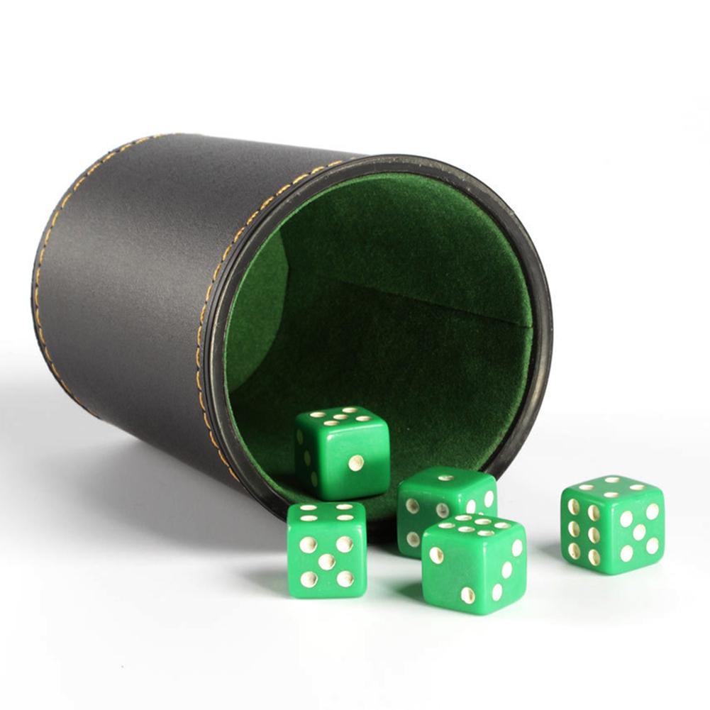Leather Dice Cup with 5 Dice Set by HitMyNeed
