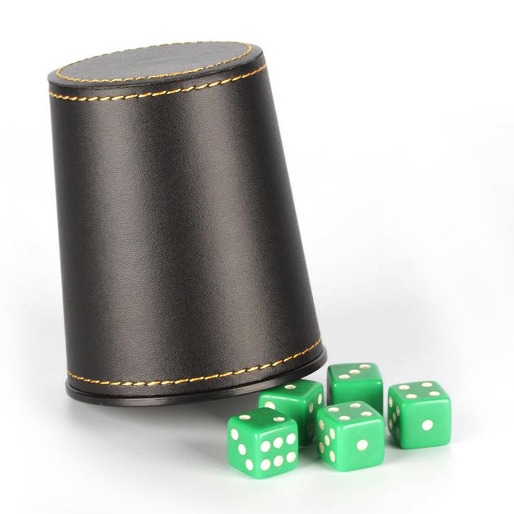 Leather Dice Cup with 5 Dice Set by HitMyNeed