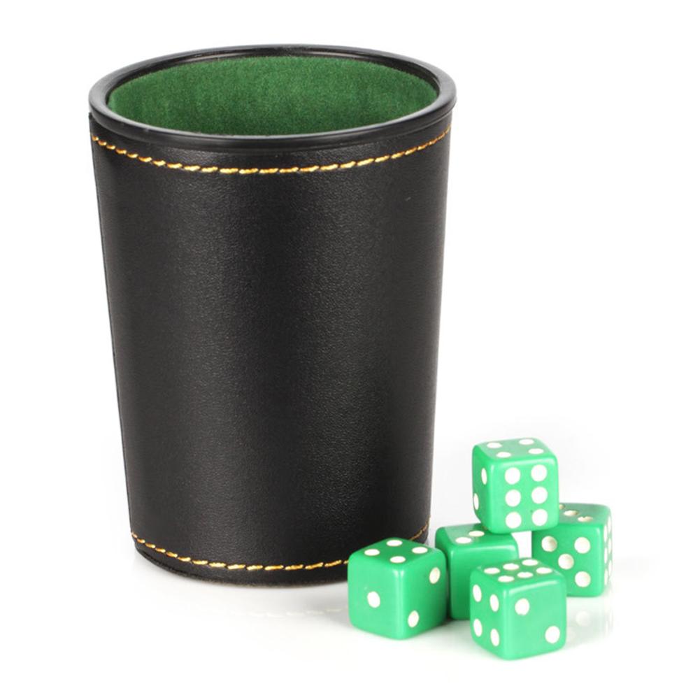 Leather Dice Cup with 5 Dice Set by HitMyNeed