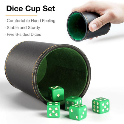 Leather Dice Cup with 5 Dice Set by HitMyNeed