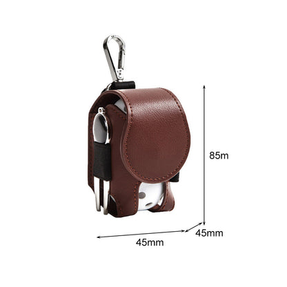 Leather Golf Ball Carrier with Belt Clip dark-brown by HitMyNeed