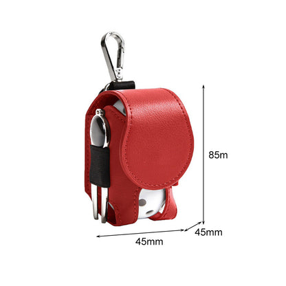 Leather Golf Ball Carrier with Belt Clip red by HitMyNeed
