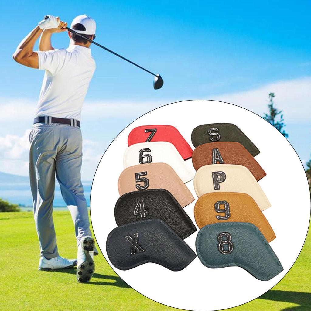Leather Golf Iron Head Covers Set (10 Pcs) by HitMyNeed