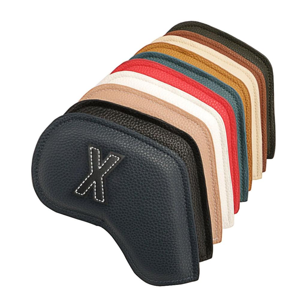 Leather Golf Iron Head Covers Set (10 Pcs) by HitMyNeed
