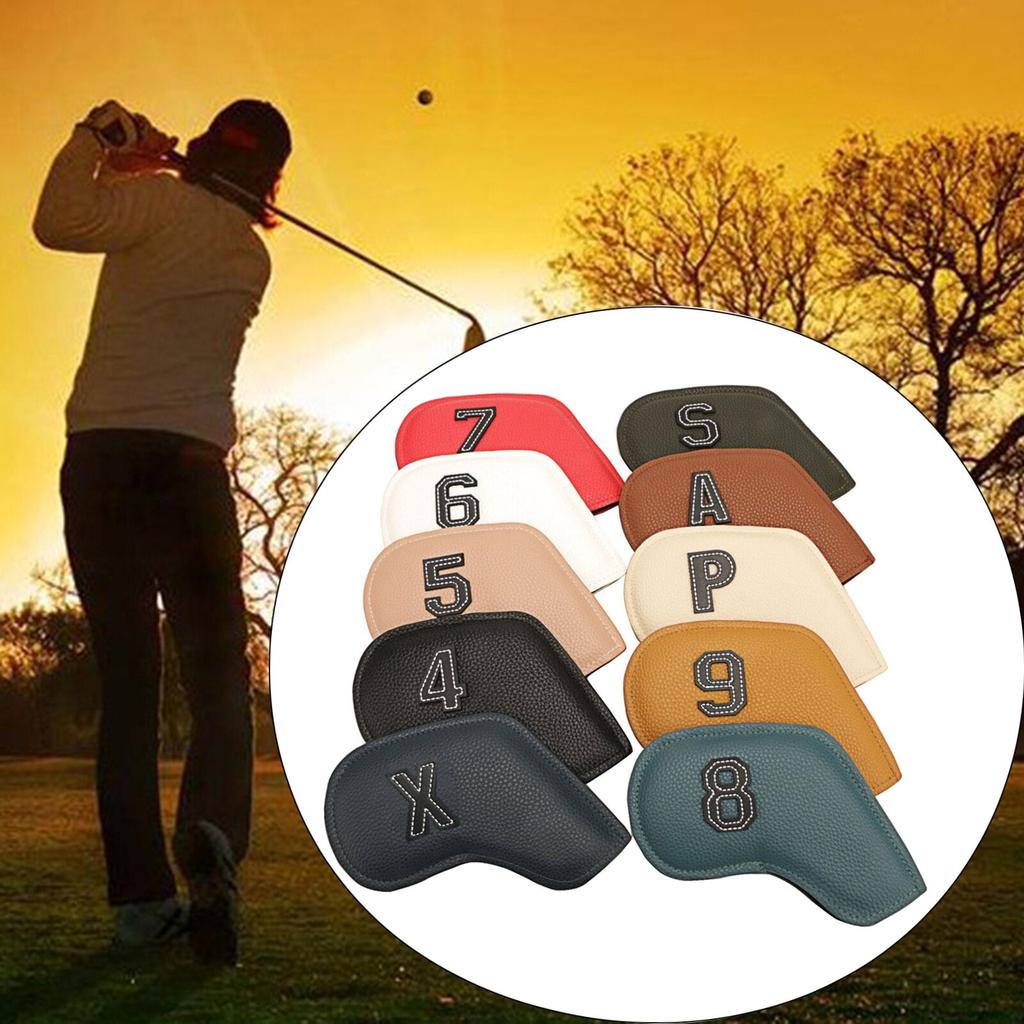 Leather Golf Iron Head Covers Set (10 Pcs) by HitMyNeed