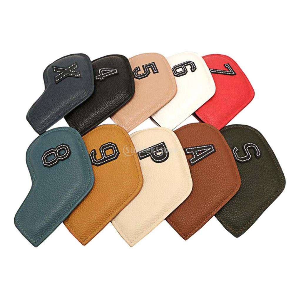 Leather Golf Iron Head Covers Set (10 Pcs) by HitMyNeed