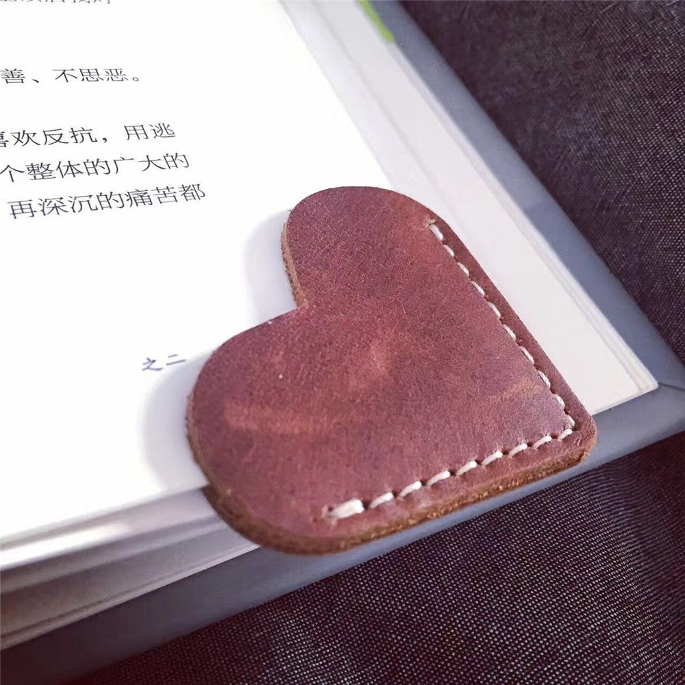 Leather Heart Corner Bookmarks (Set of 2) by HitMyNeed