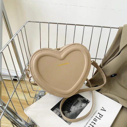 Leather Heart Shaped Sling Bag for Women khaki by HitMyNeed