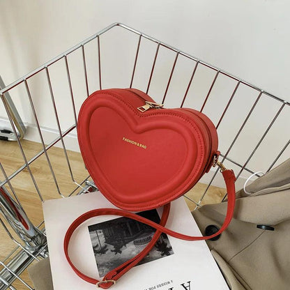 Leather Heart Shaped Sling Bag for Women red by HitMyNeed