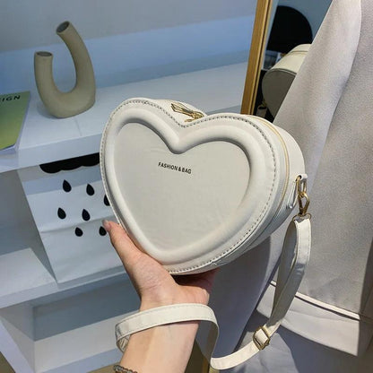 Leather Heart Shaped Sling Bag for Women white by HitMyNeed